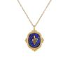 [R4428] - Golden Blue 'Cléopatra' Steel Designer Necklace (lapis Lazuli) - 18x15mm