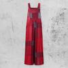Sleeveless Square Collar Jumpsuit Pockets Wide Leg Ankle Length Retro Plaid Pattern Suspender Playsuit Streetwear