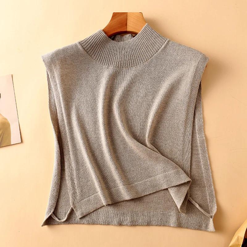 Women Wool Detachable Collar Fake Neck Mock Hooded Solid Color False Sweater Ladies Turtleneck Neckwear Clothing Accessories