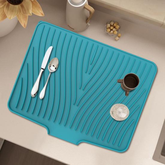 Силиконовый коврик для сушки посуды, термостойкий коврик для слива, коврик для раковины на кухонной стойке, быстросохнущий коврик для посуды, многофункциональный коврик для посуды