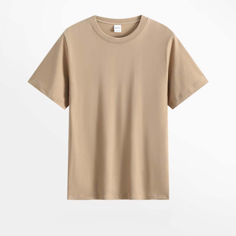 220 г Мужская хлопковая летняя футболка свободного кроя, однотонная футболка с круглым вырезом, повседневная уличная одежда с короткими рукавами