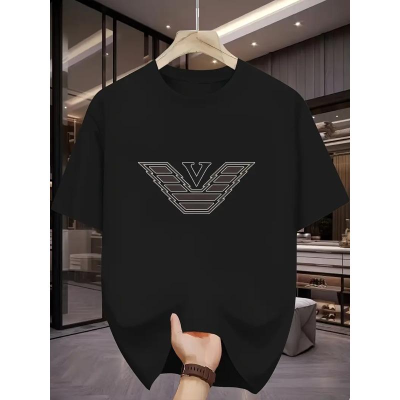 European sizes Men'S Casual Summer Short-Sleeve Street Style T-Shirt with Prints, Perfect for a Cool And Breathable Summer Look