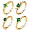 Korean Green Zirconium Gemstone Open Ring - Trendy, High-Grade Design for Women