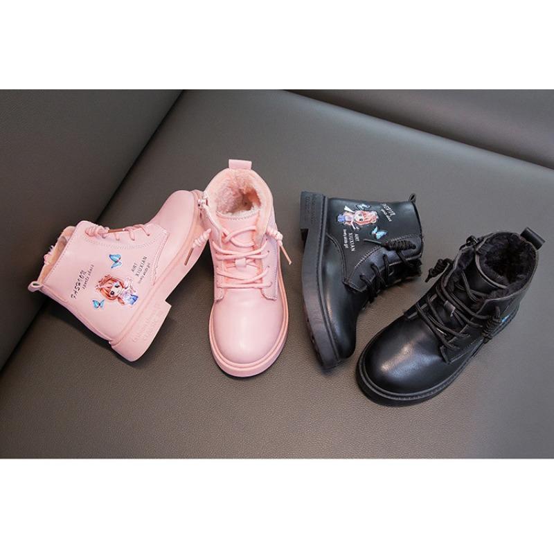 Модные милые туфли для девочек, зимние новые детские короткие ботинки, кожаные ботинки для принцессы