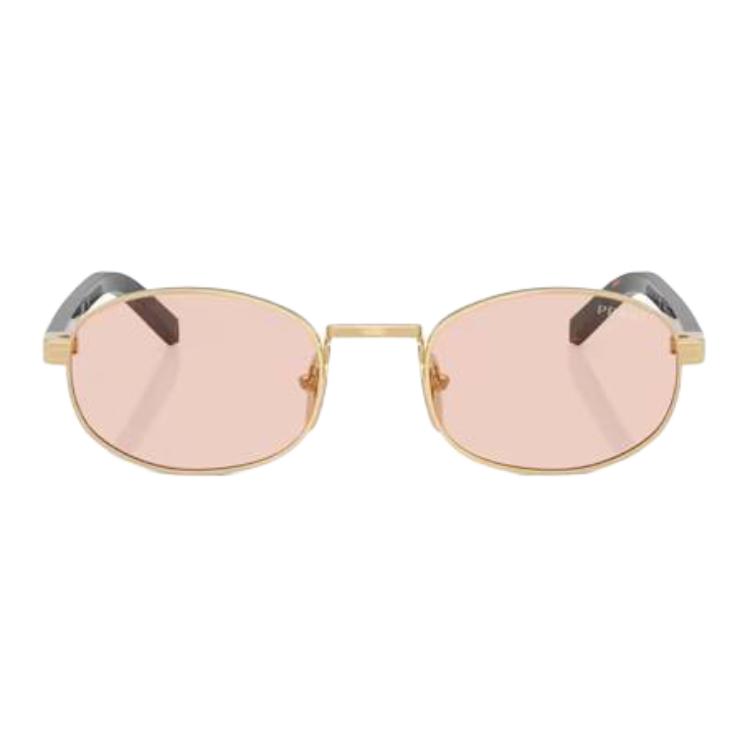 Prada Logo Elegant Design Metal Oval Sunglasses Women sunglasses Gold PRB53S5AK50V