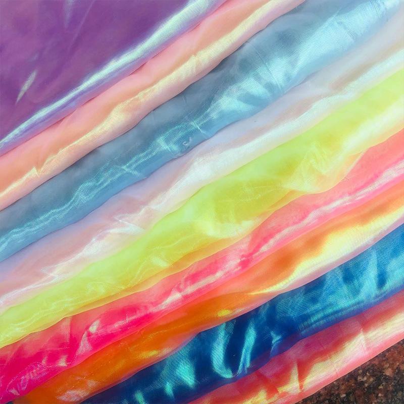 Красочная швейная сетка, флуоресцентная пряжа, органза, стеклянная пряжа, лазерная тюль, шелковый шифон