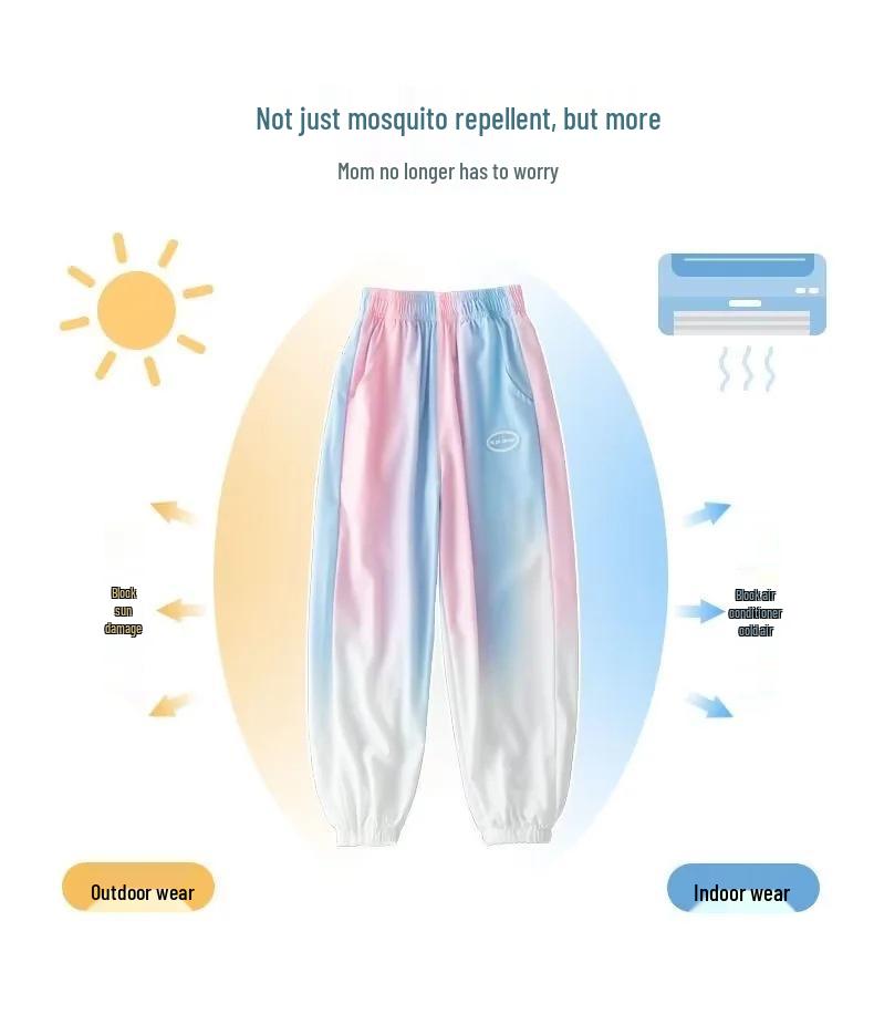 2023 Girls' Ice Silk Anti-Mosquito Summer Pants - Lightweight, Breathable Sports Trousers for Kids