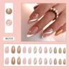 24pcs Manicure DIY Fake Nials Press On Nails Glitter Black Gold False Nails Long Almond French