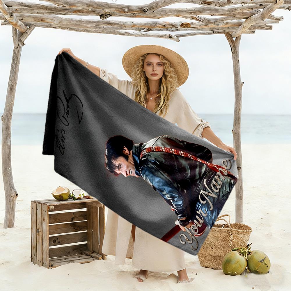 Elvis Presley Personalized Text Beach Towel Quick-Dry Soft Microfiber