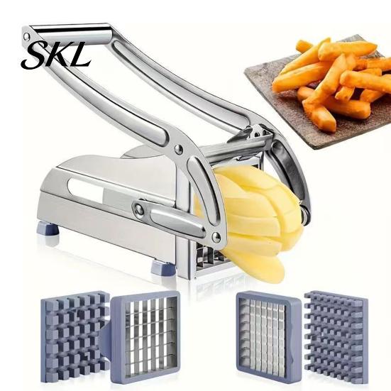 Handheld Fry Cutter Potato Slicer, with Stable Base And Ergonomic Lever Handle, Heavy-Duty Replaceable Home Kitchen Maker Blades French for