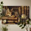 Vintage Cat In Book Metal Tin Sign  | Indoor/Outdoor Wall Decor for Home, Bedroom, Bar, Cafe, Library & Garage