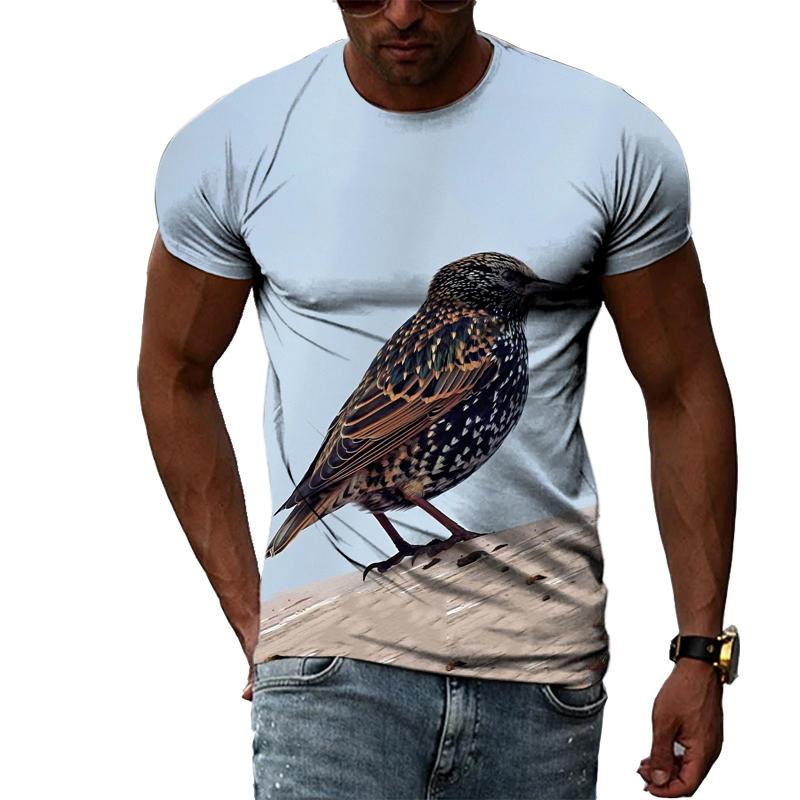 Летние мужские футболки с животными и птицами, модные повседневные футболки с короткими рукавами с 3D принтом, топ в стиле Харадзюку в стиле хип-хоп с круглым вырезом