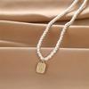 Легкая роскошь ожерелье из пресноводного жемчуга женское высокая ценность простое и универсальное микро-инкрустированное кулон M бренд ключичная цепочка