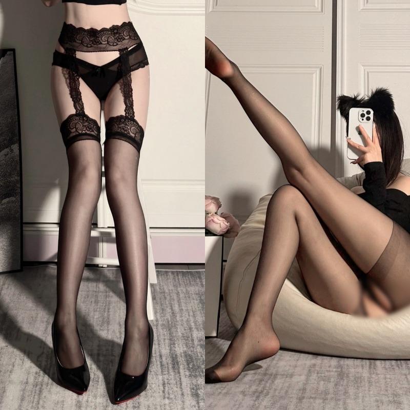 Сексуальное белье, сексуальные кружевные подвязки, интегрированные чулки, соблазнительное сращивание со ступнями, бесплатные чулки, чистая страсть