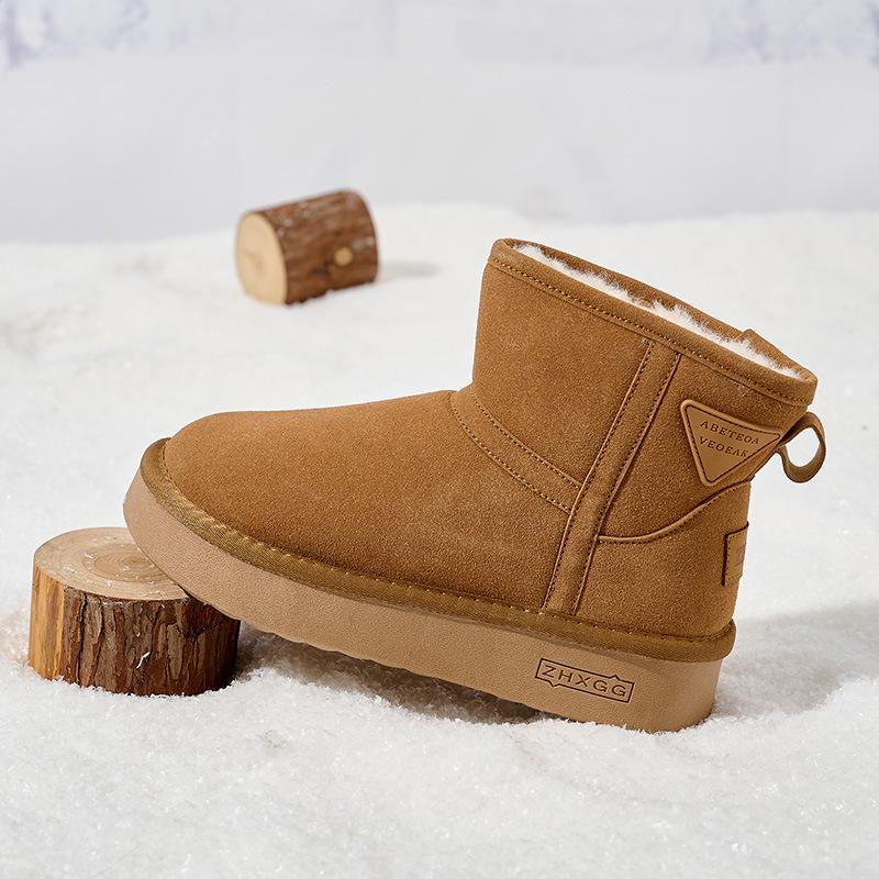 Женские большие размеры мягкая подошва увеличивающая рост зимние теплые с одним стременем из меха одна противоскользящая сноубутсы плюшевая подкладка ботильоны уличные спортивные хлопковые ботинки