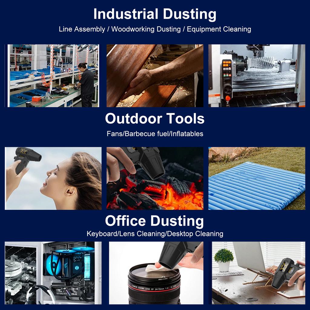 Electric Air Duster Turbo Fan 8000mAh Battery High Power LED Light Touch Control Brushless Motor