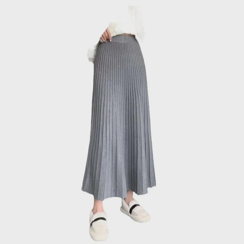 Вязаные юбки А-силуэта с высокой талией: Длина до бедер, Приталенный силуэт, Варианты больших размеров для осени/зимы.