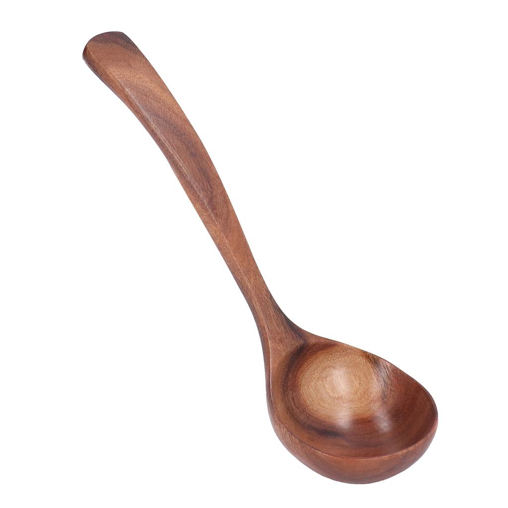 Длинная ручка половник из акации дерева сервировочная ложка для супа кухонная посуда инструмент с натуральной текстурой L