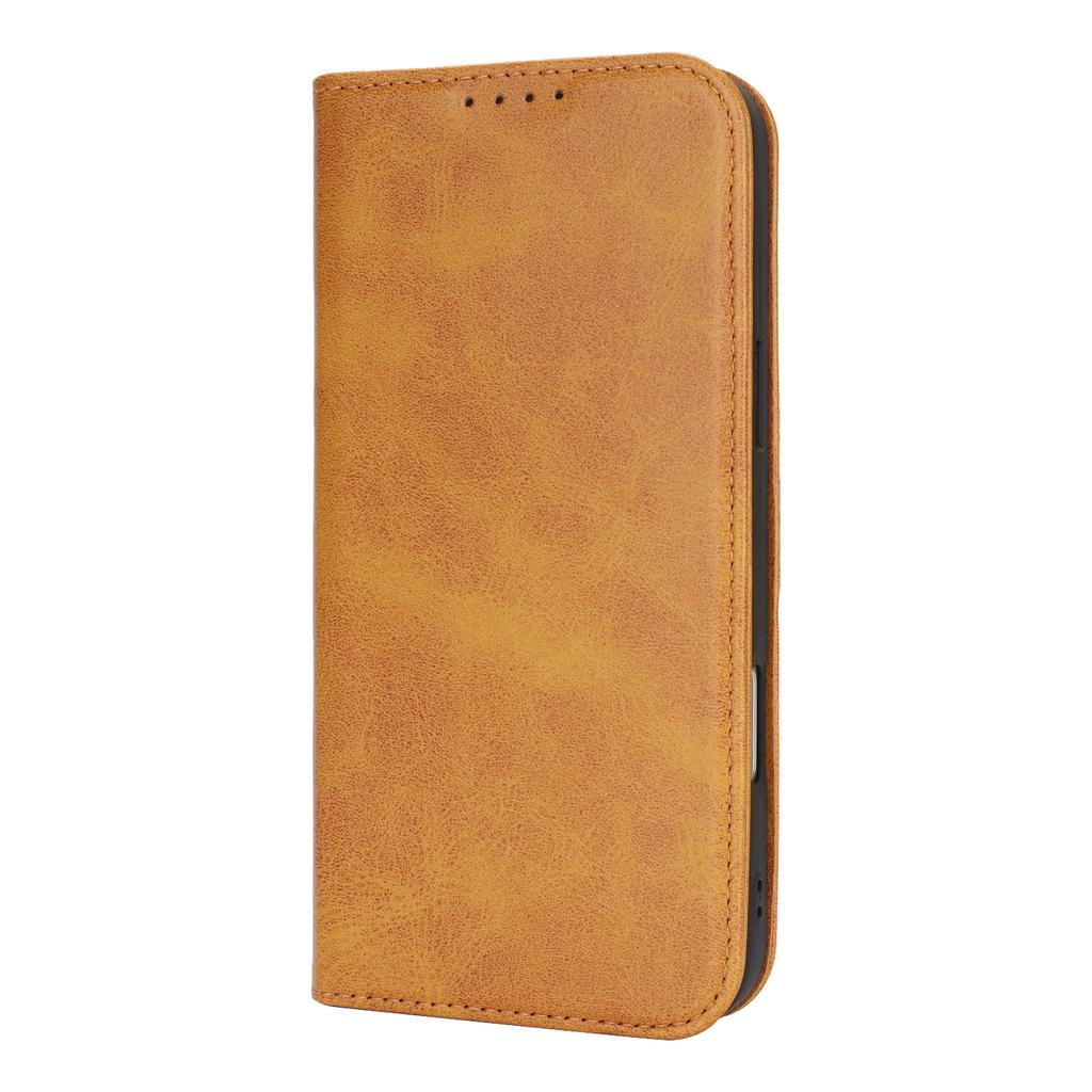 For iPhone 17 Pro Case PU Leather Calf Textured Magnetic Closing Smart Phone Cover