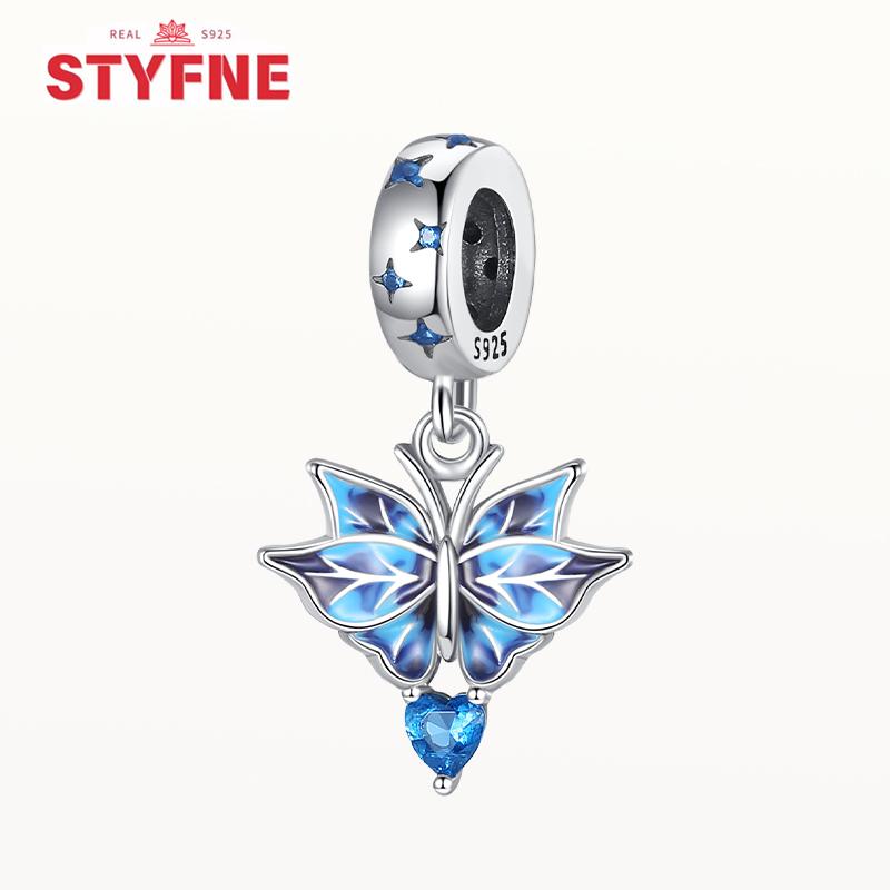 New Silver 925 Blue Dragonfly Butterfly Charms Beads Fit Bracelet for Women DIY Fine Jewelry Accessories Beads Gifts