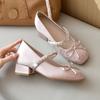 Модная женская обувь на среднем каблуке с бантом, хрустальные туфли на каблуке, балетки для танцев, дизайнерские роскошные летние туфли-лодочки 2025, новый бренд, туфли Мэри Джейн, Zapatos
