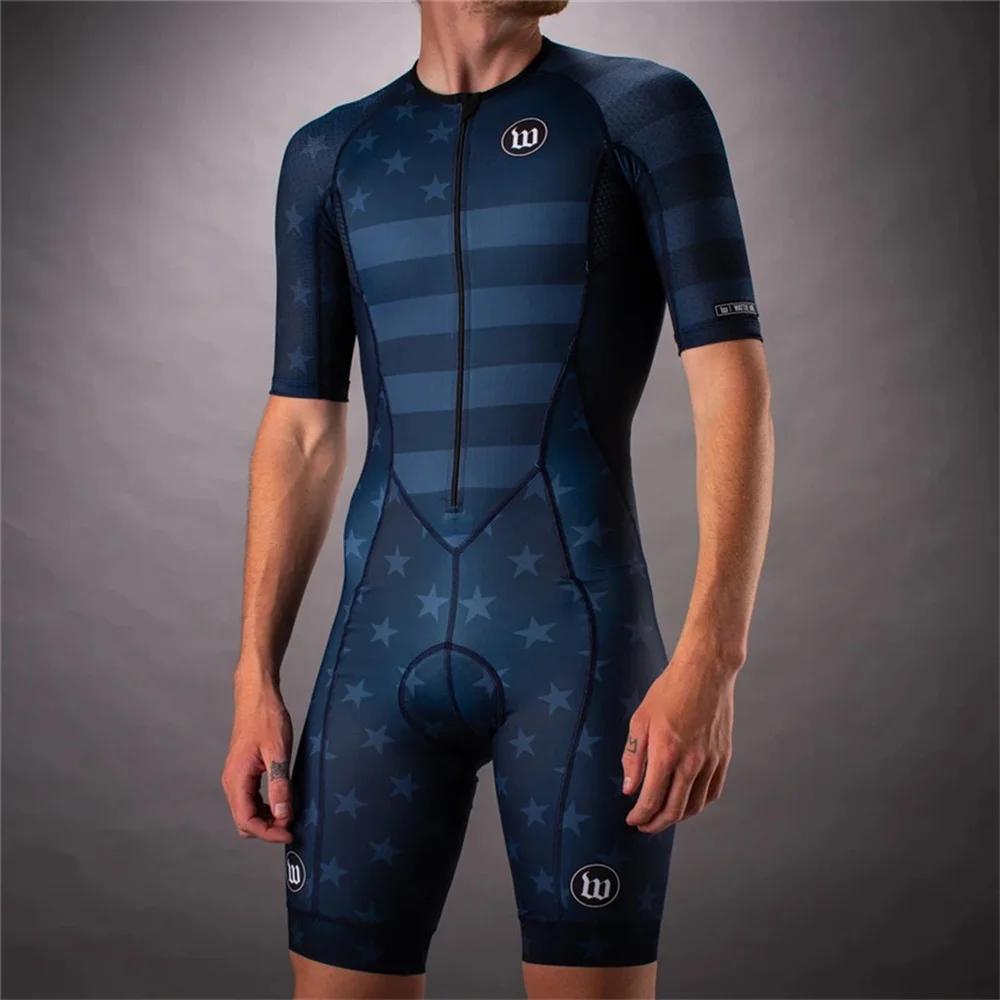 Wattie Ink Men's Triathlon Tight Cycling Jumpsuit Trousers Bicycle Jersey Bodysuit Sets Riding Racing Skinsuit MTB Roadbike Suit
