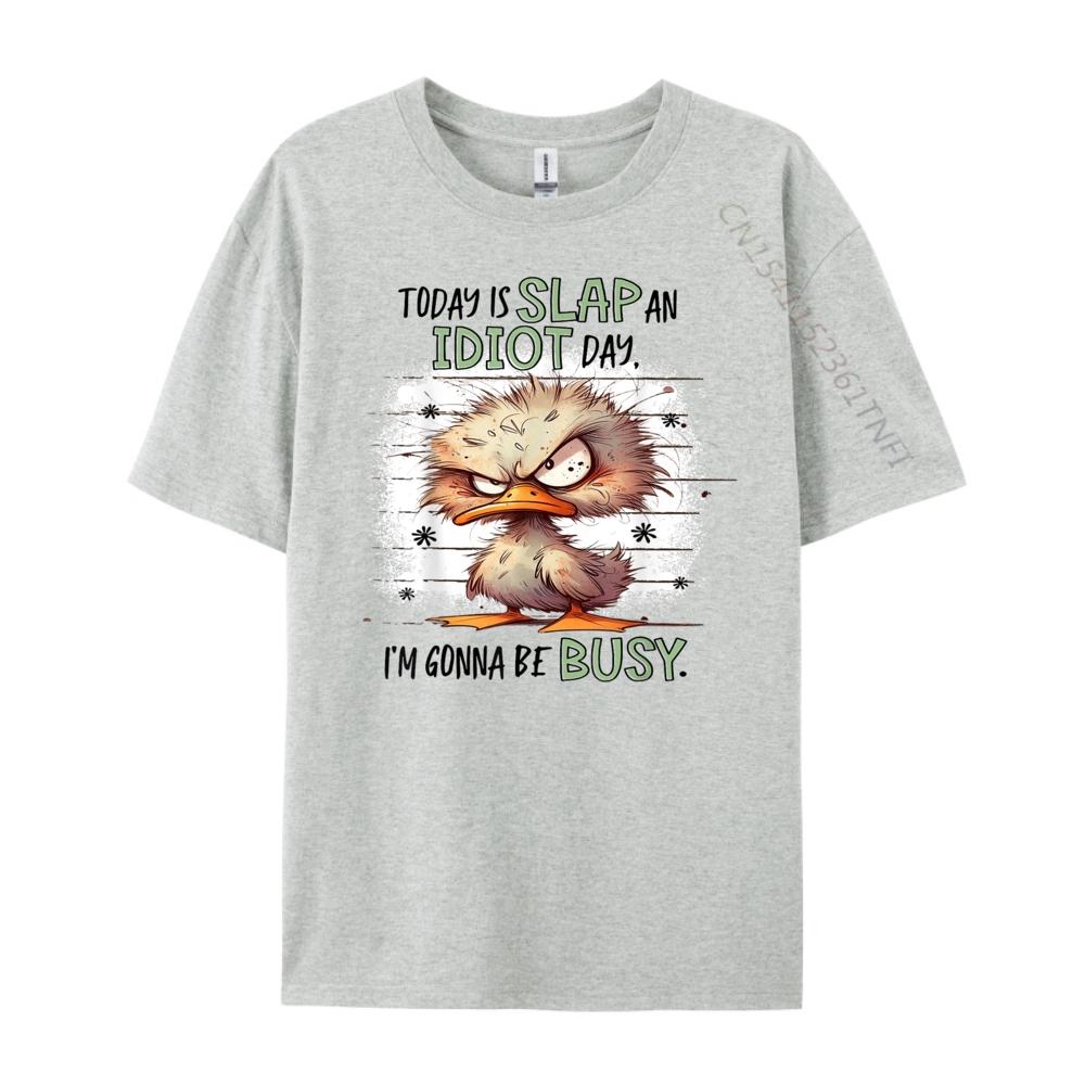Cute Duck Today Is Slap An Idiot Day I M Gonna Be So Busy White T Shirt Men Anime T Shirts Japan Style