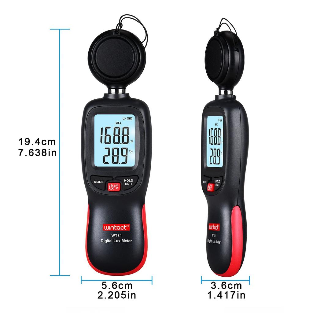 Wintact Digital Illuminance Lux Lux Ambient Temperature for and Home Use Meter, Meter, 200,000 Lumens, Meter, Outdoor, Environmental, Plant,