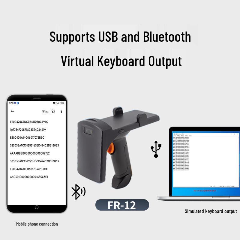 Ручной UHF RFID Bluetooth сканер-ридер штрих-кодов и QR-кодов