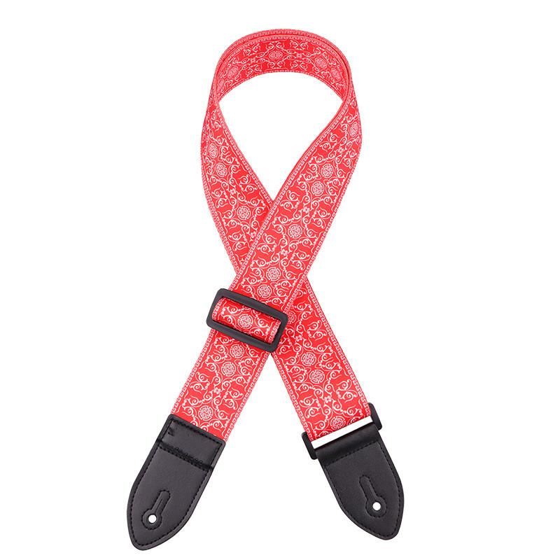 Регулируемый кожаный и тканевый гитарный ремень в этническом стиле с различными узорами для акустических и бас-гитар