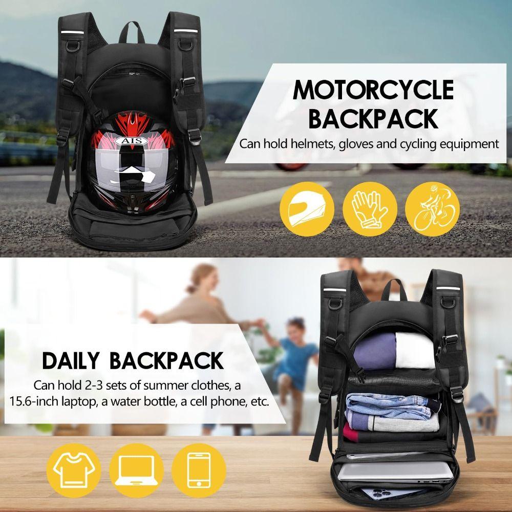 New Waterproof Motorcycle Backpack Large Capacity Reflective Helmet Backpack Durable Travel Backpack Commuting