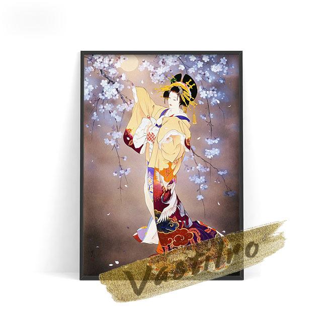 Морита Харухико, постер японского традиционного костюма и дизайн кимоно, любительская коллекция, стена красоты Укиеэ