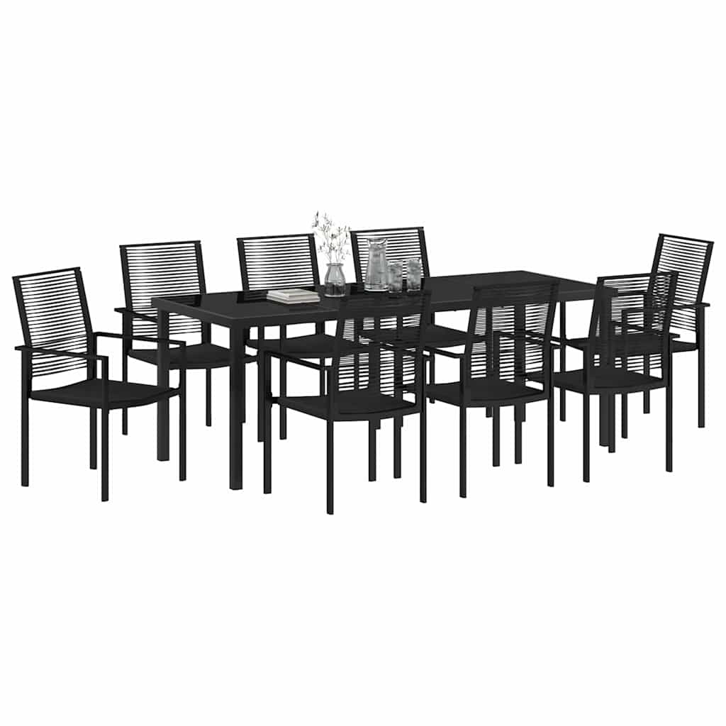 Garden Dining Set 9 pcs Black Powder Coated Steel