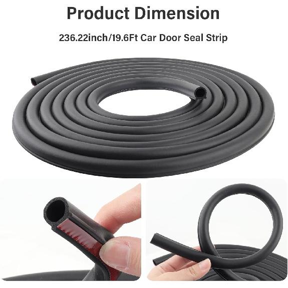 19.68фт D-образная автомобильная резиновая уплотнительная лента, Автомобильный уплотнитель для герметизации двери, капота, багажника, окна, Самоклеящаяся звукоизоляционная уплотнительная лента для автомобильной двери