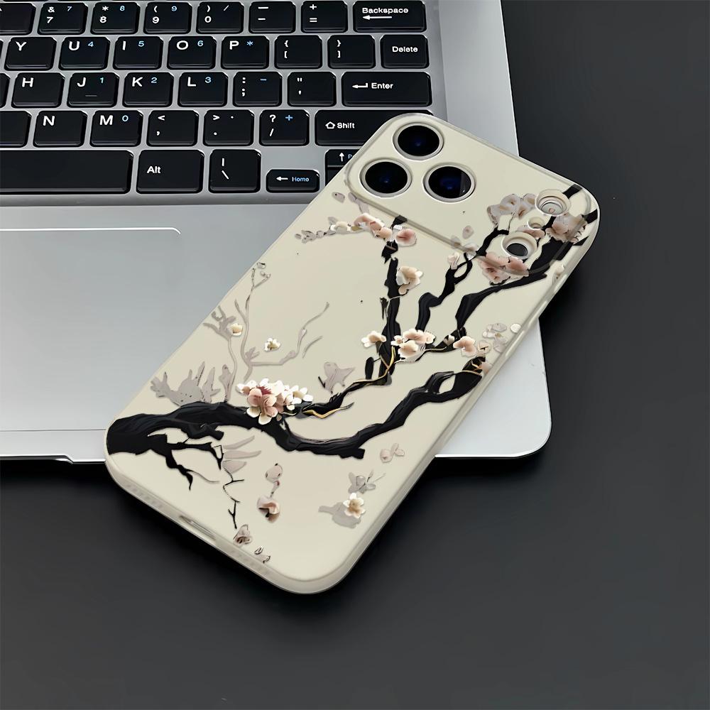Силиконовый чехол с рисунком «Чернослив в чернилах» для защиты камеры iPhone 17 16 Plus 15 14 13 12 11 Pro Max 17Air, противоударный чехол по всему краю