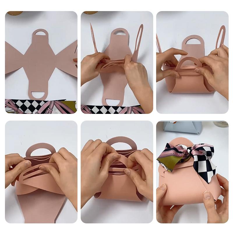 Creative Leather Gift Bags Bow Ribbon Packaging Bag Wedding Favour Bags Candy Packaging Box Mini Handbag Birthday Party Decor