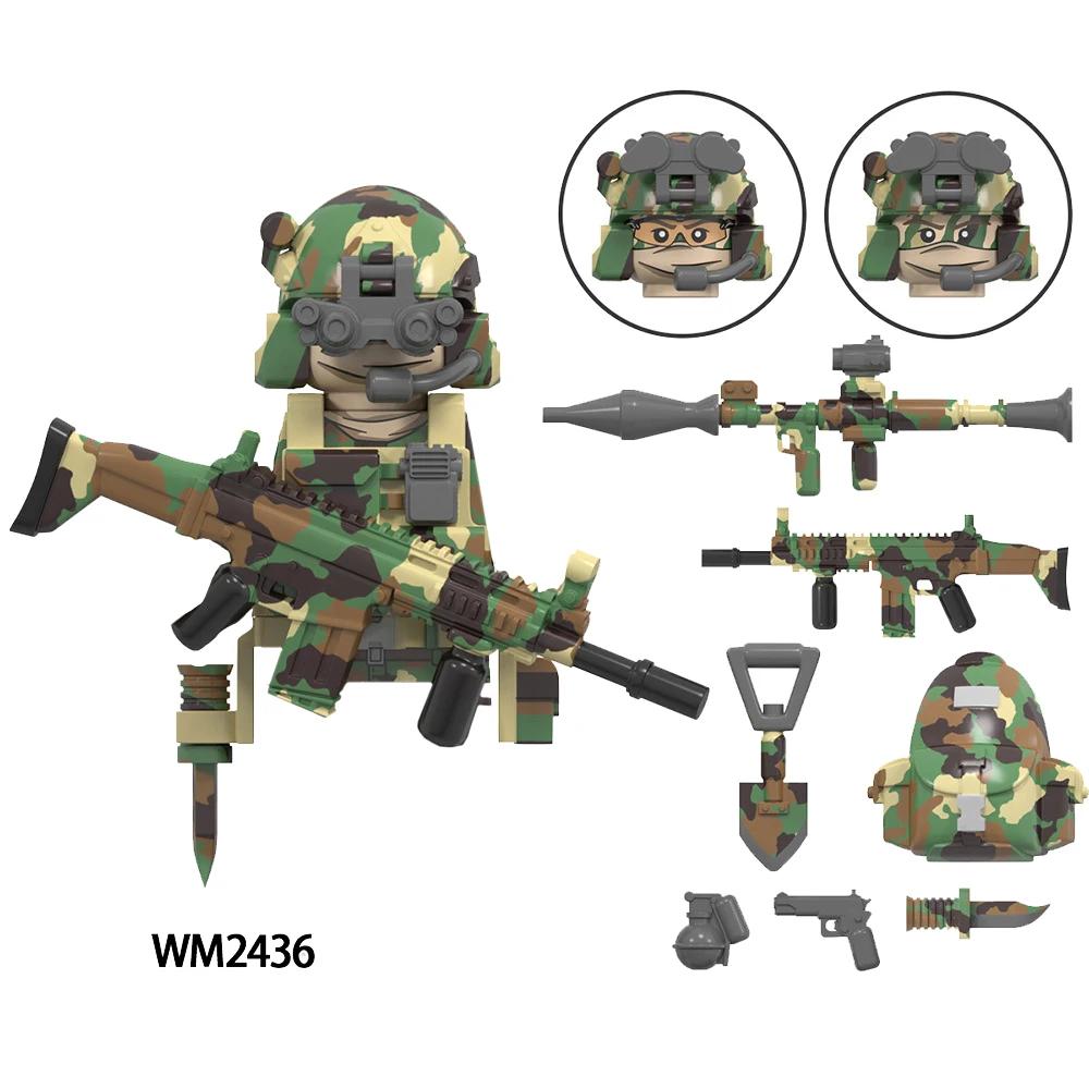 Набор MOC (Модель) Миниатюрные фигурки военных солдатиков в стиле аниме, экшен, Fallout, оружие, роботы-меха, строительные блоки, конструктор, игрушки для детей, подарок