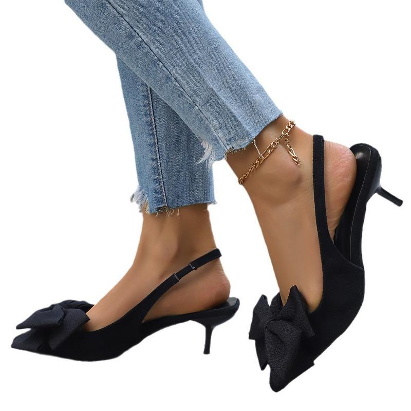 Туфли на высоком каблуке Весна и Лето Обувь в стиле ретро Элегантные босоножки на тонком каблуке с острым носком