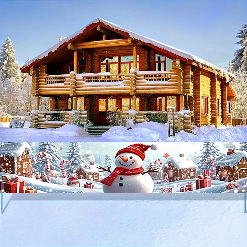 Christmas Snowman Yard Banner, Festive Design with 4 Grommets, Polyester Outdoor Indoor Holiday Decoration