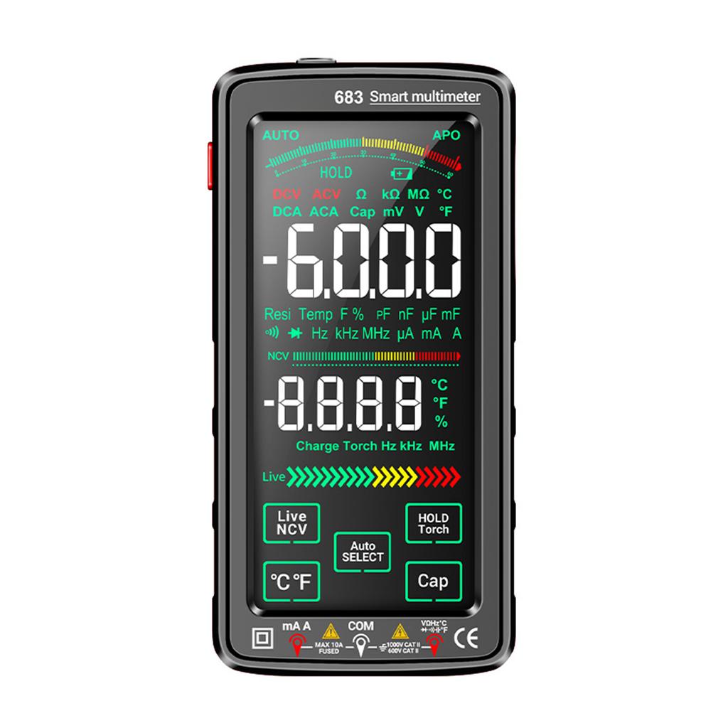 683 6000 Counts Large   Digital Multimeter Smart Anti-burn Rechargeable   Meter   Reverse Display NCV Tester with Flashlight