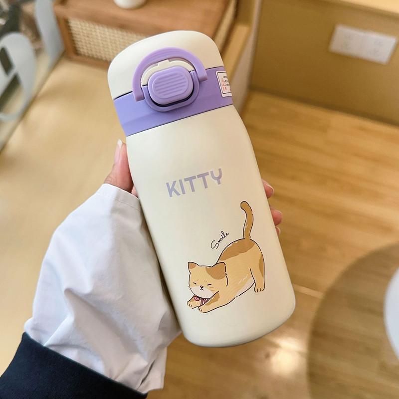 350 мл/500 мл мультяшный двойной термос из нержавеющей стали с трубочкой портативный милый детский студенческий термос кружка дорожный стакан