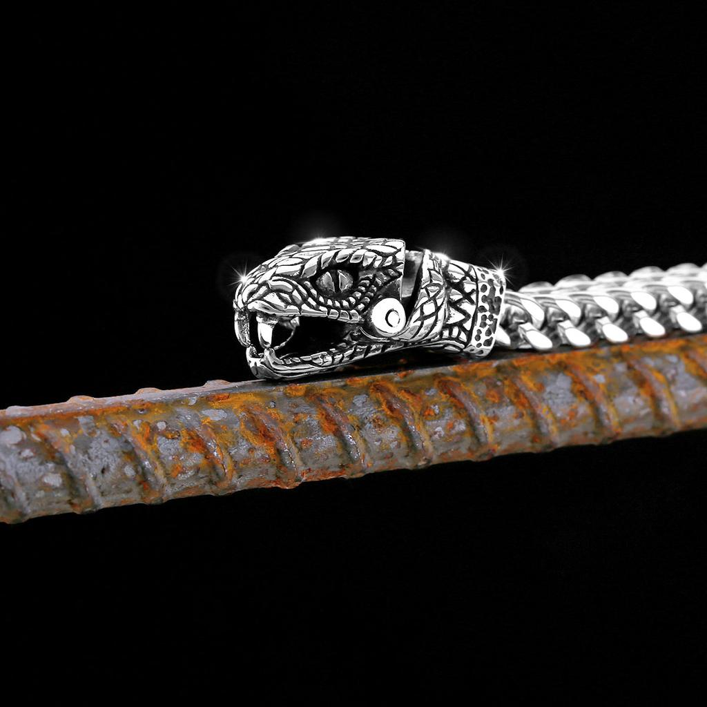 Популярный браслет из нержавеющей стали в виде змеи, молодежный ретро-модный мужской амулет в скандинавском стиле, уличный браслет в виде змеи, ювелирные изделия унисекс