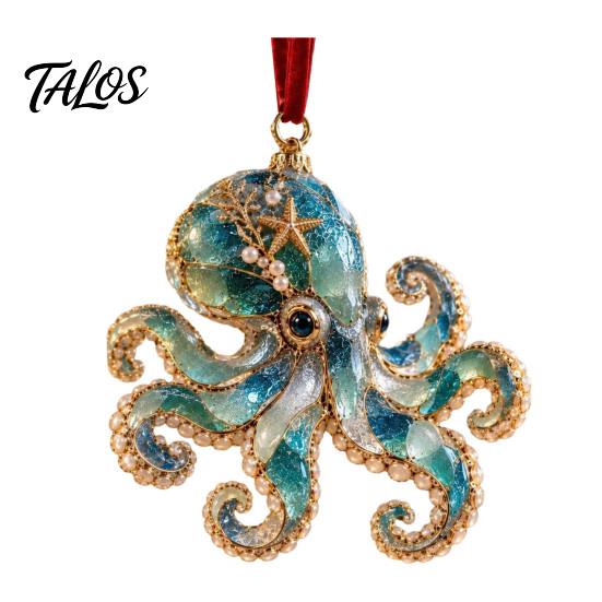 Декоративные ornaments со стеклянным видом, Морской Рождественский Ornament, Прибрежная Черепаха, Китовая Акула, Осьминог, Праздничный Подвесной Декор, Украшение для Елки, Вдохновленные Океаном