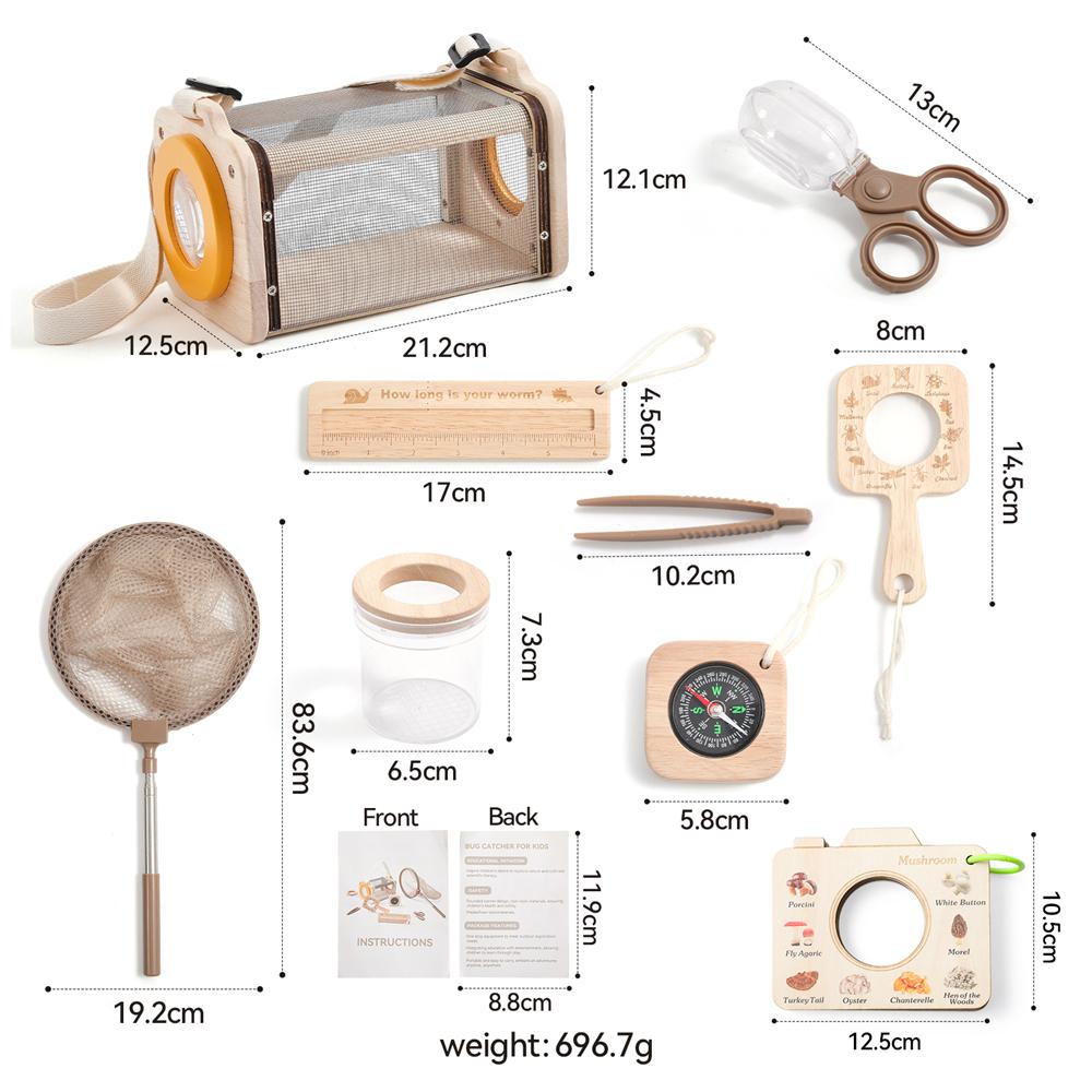 Детский набор для юного исследователя для улицы, Детские развивающие игрушки Монтессори, Коробка для наблюдения за насекомыми и растениями, Вьювер, Сачок для ловли, Подарочный набор