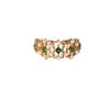 Copper Plated Real Gold Retro Court Style Engraved Lace Emerald Gemstone Inlaid Pearl Ring Female 127