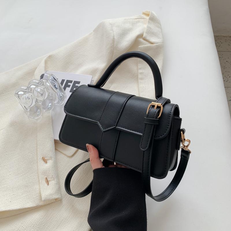 Pu Leather Shoulder Bag for Women Handbag - Fashi Crossbody Bags Vintage Underarm Bag Square Satchel (Black)