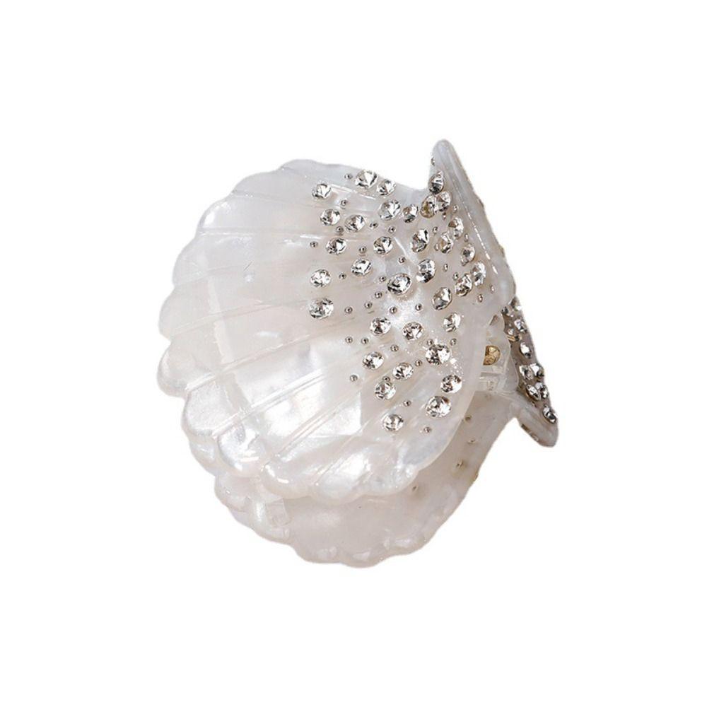 Rhonestone Shell Crab Clip Korean Style Shell Shape Claw Clip Sweet Shell Hair Claw Lady
