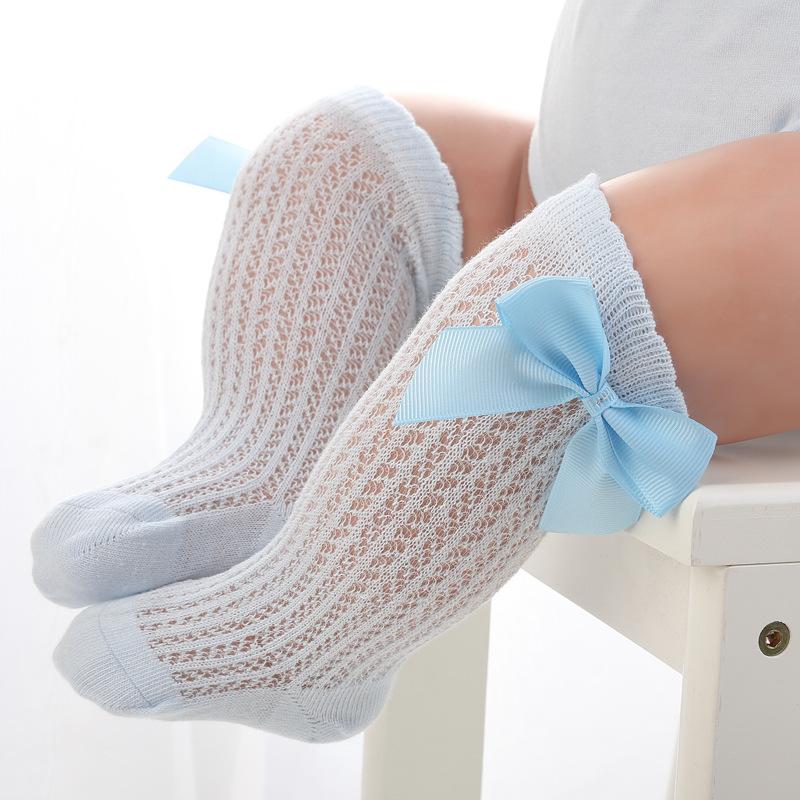 Baby Girl Socks Toddler Baby Bow Cotton Summer Mesh Baby Knee Socks Newborn Infant Non-slip Long Princess Baby Kids Thin Socks