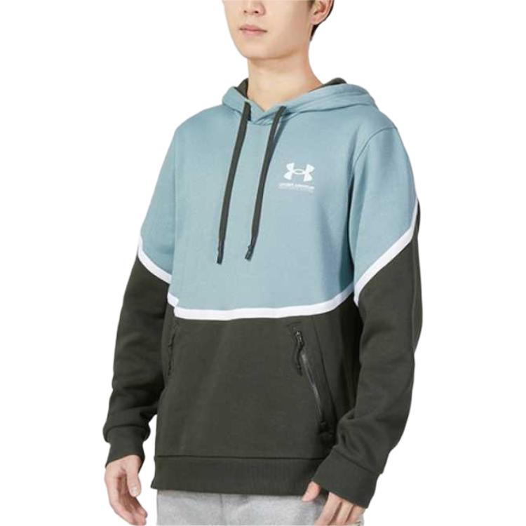 Under Armour Тренировочная толстовка Rival Amp Color Block из флиса с капюшоном, мужская толстовка, синяя 1357090-424