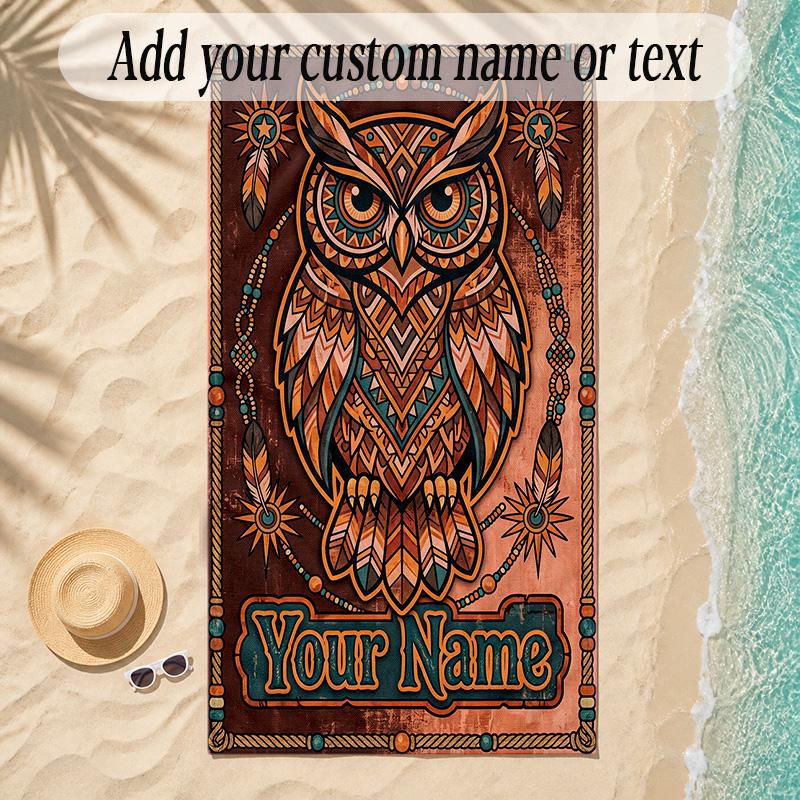 Birds Theme Soft Beach Towel Personalized Custom Name Text Towel Portable for Beach Pool Travel